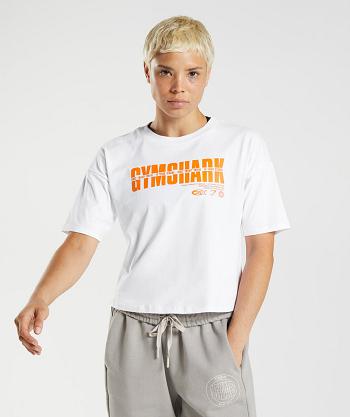 Przycięte Topy Damskie Gymshark Gs10 Year Białe | PL 2544AHK